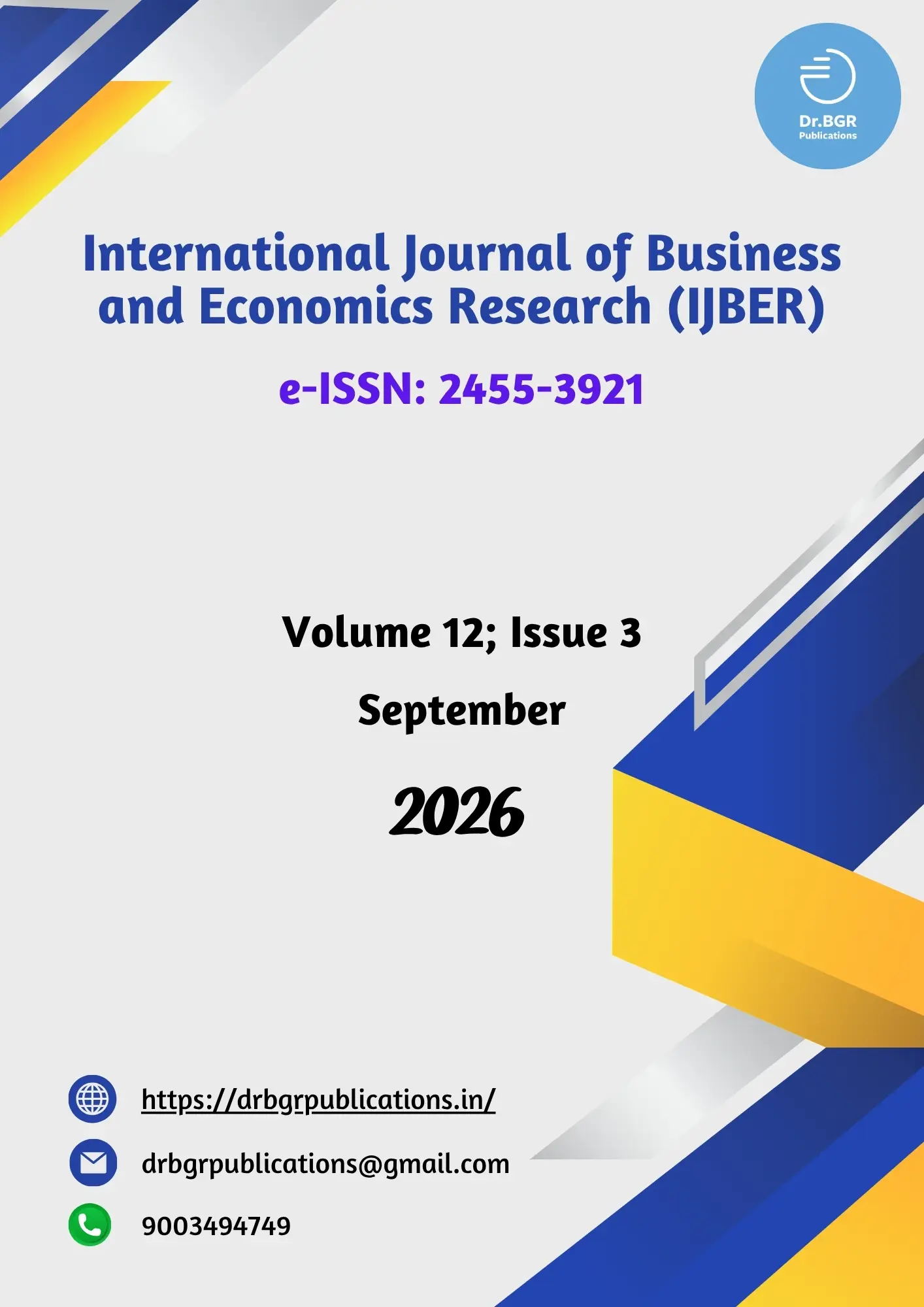 IJBER Volume 12 Issue 3 September 2026 Cover